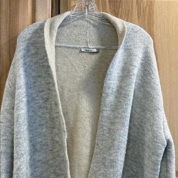 Anthropologie Maude Vivante Cozy Gray Open Cardigan Sweater Colorful Wrist Sz L - Picture 4 of 11